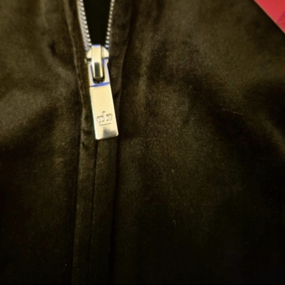 JUICY COUTURE BLACK VELOUR HOODIE JACKET SIZE M - Picture 3 of 7